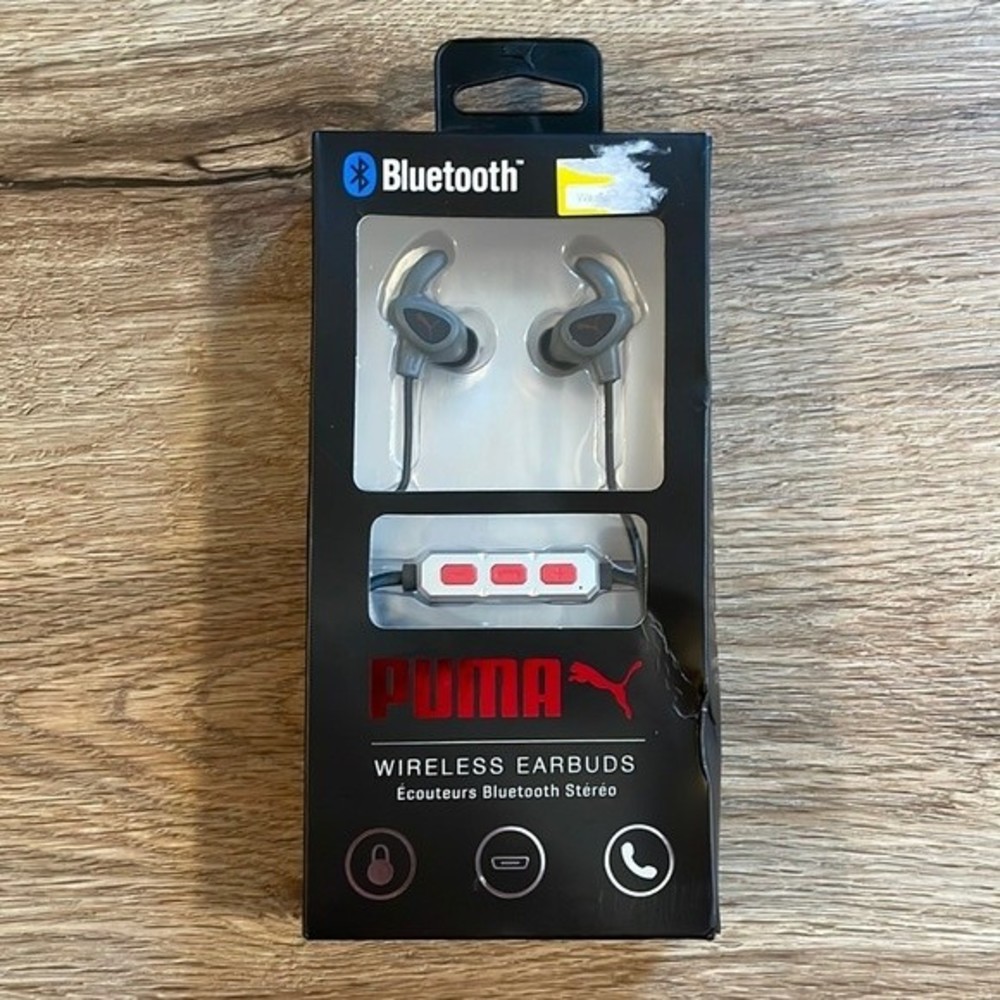 NWT Puma Black & Grey Wireless Bluetooth Earbuds